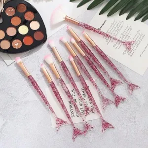 10pcs Glitter Shining Crystal Makeup Brushes Set Cosmetic Beauty Powder Brush Concealer Eye Shadow Complete Makeup Kit Tool