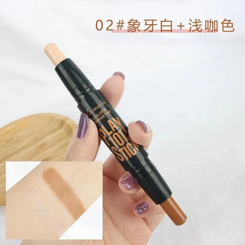 2 Headed Silkworm Highlighter Pencil Waterproof Shimmer Bronzers Brightening Stick