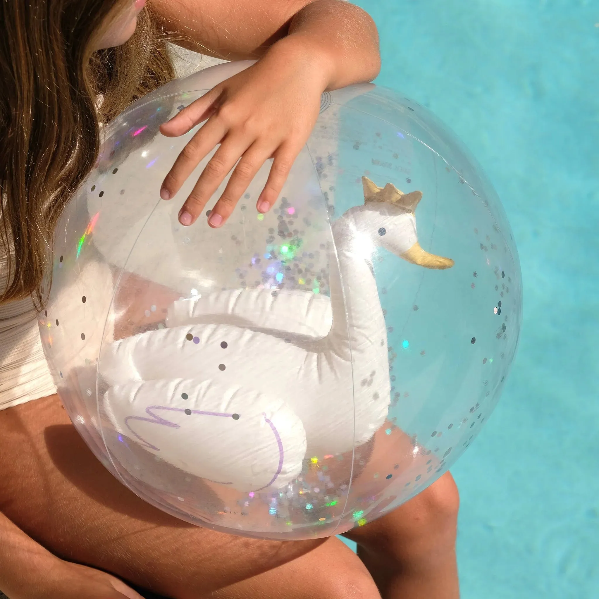 3D Inflatable Beach Ball - Princess Swan Multi