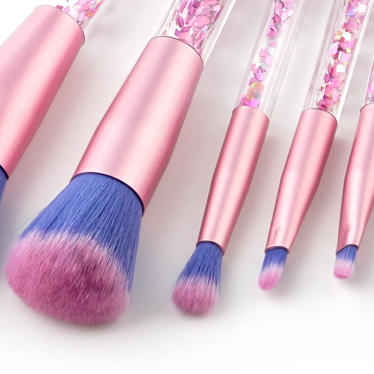 7pc Pink Glitter Makeup Brushes