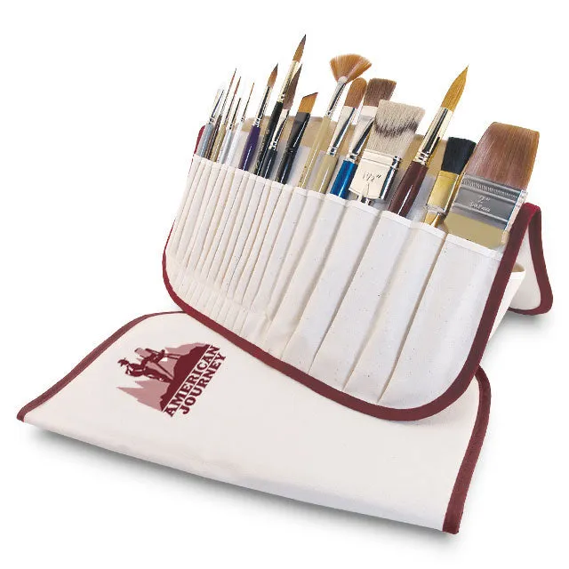 American Journey Canvas Brush Holder - Burgundy Trim