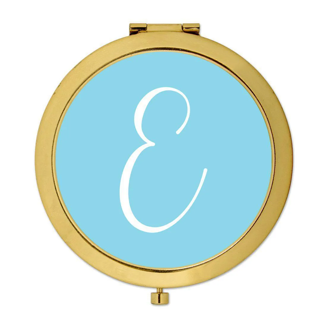 Andaz Press Baby Blue Monogram Gold 2.75 inch Round Compact Mirror