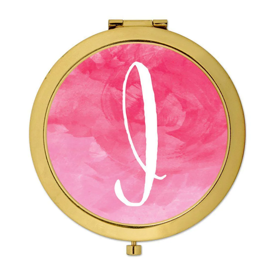 Andaz Press Blush Pink Watercolor Monogram Gold 2.75 inch Round Compact Mirror