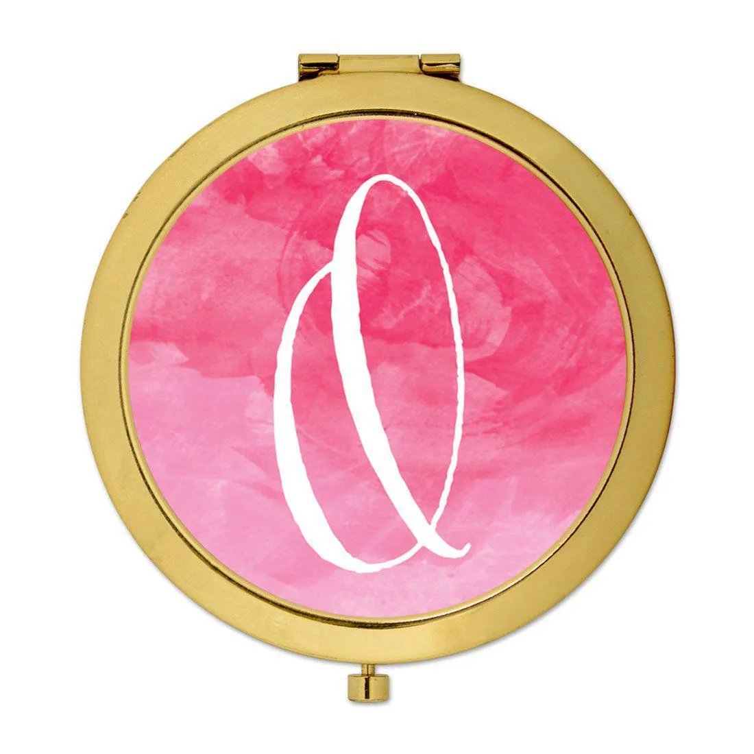 Andaz Press Blush Pink Watercolor Monogram Gold 2.75 inch Round Compact Mirror