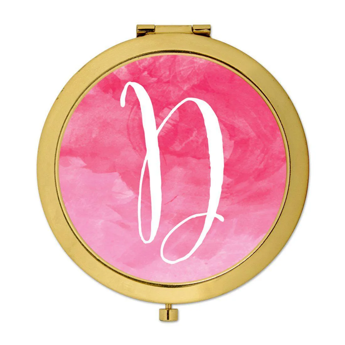 Andaz Press Blush Pink Watercolor Monogram Gold 2.75 inch Round Compact Mirror