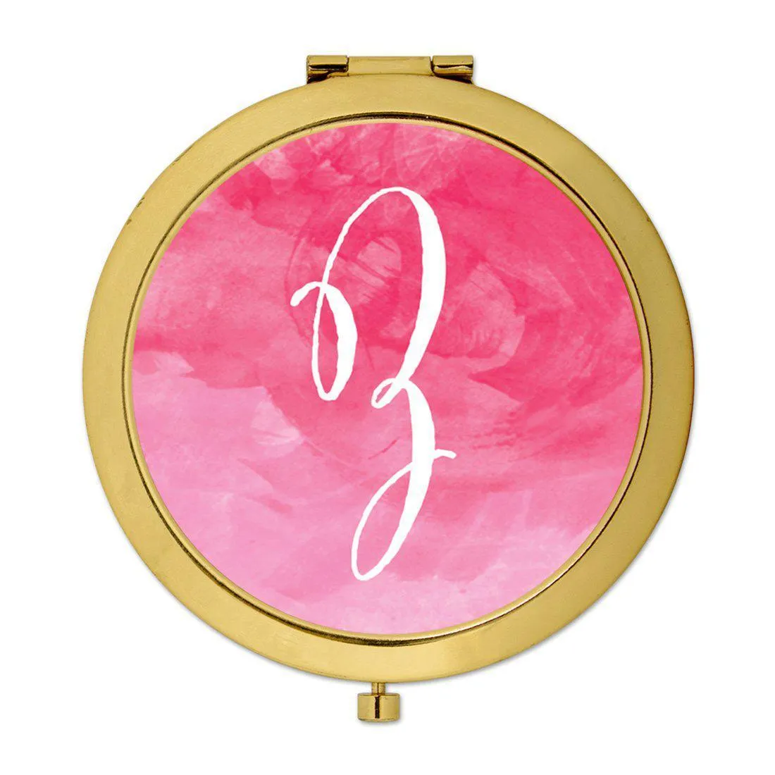 Andaz Press Blush Pink Watercolor Monogram Gold 2.75 inch Round Compact Mirror