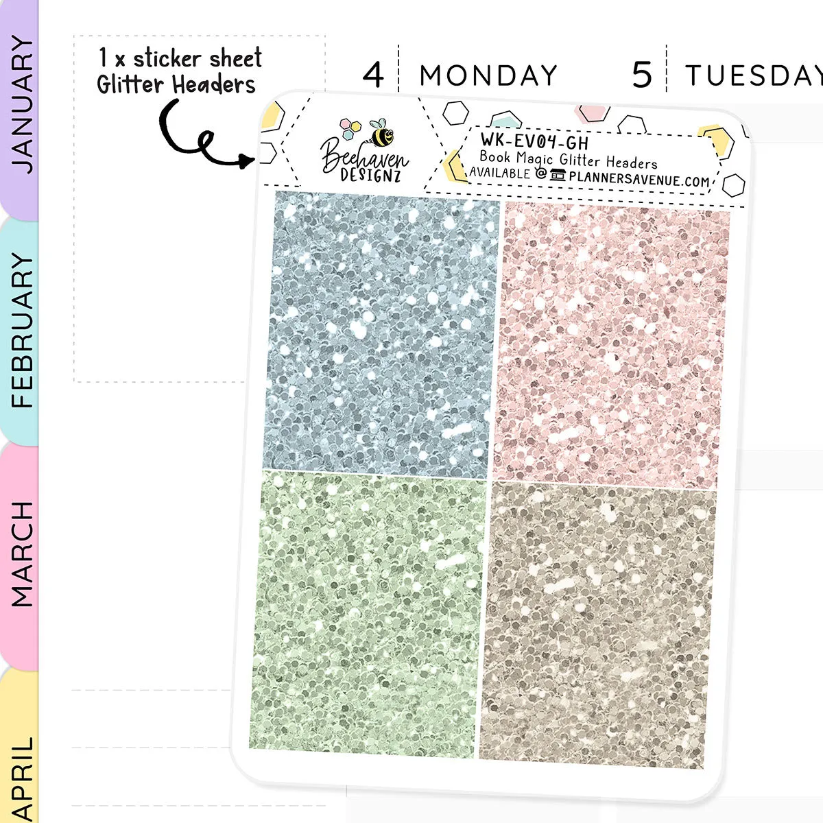 Book Magic Glitter Header Stickers