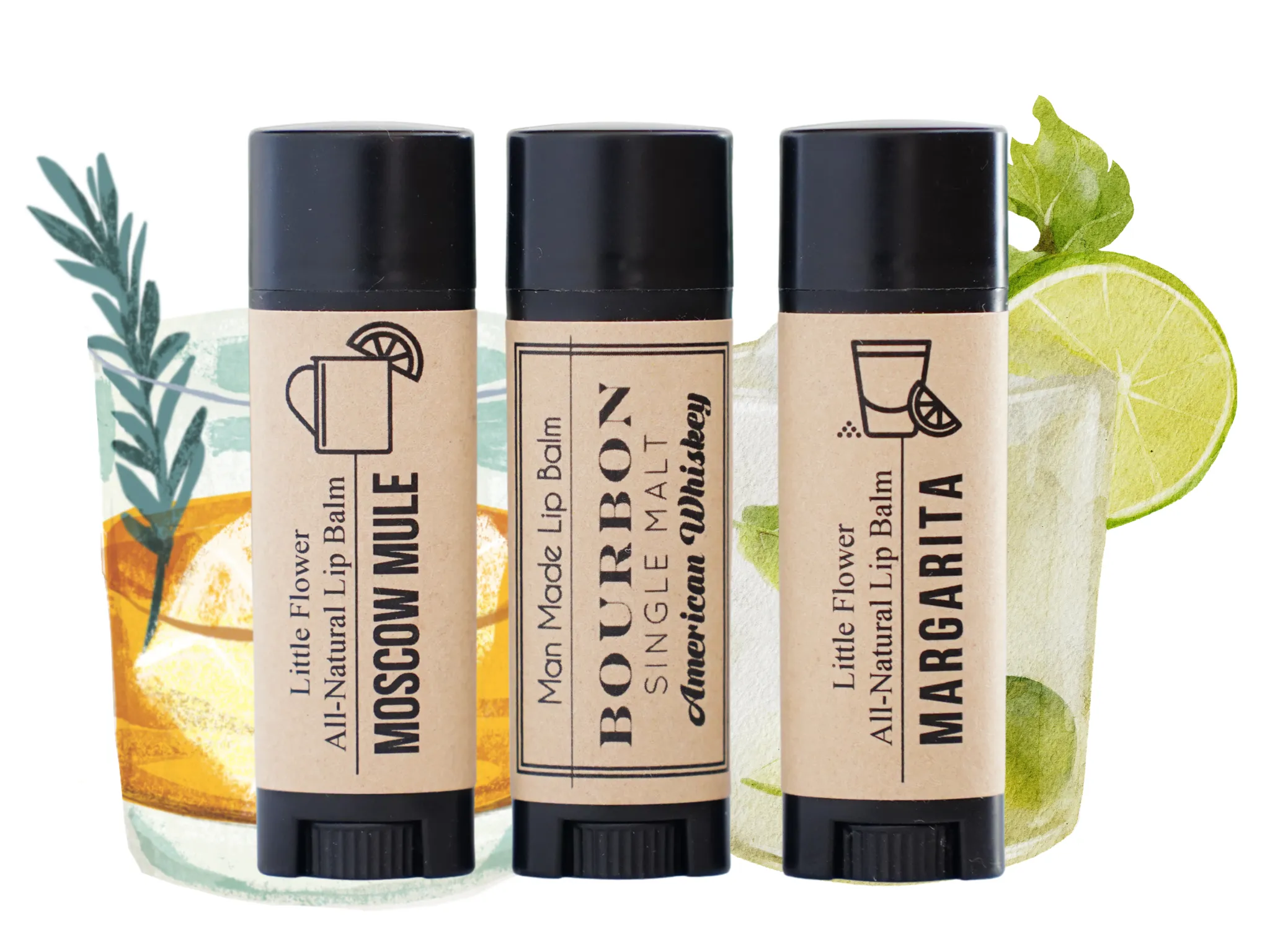 Cocktail Lip Balm Set of 3 - Bourbon - Mule -Margarita