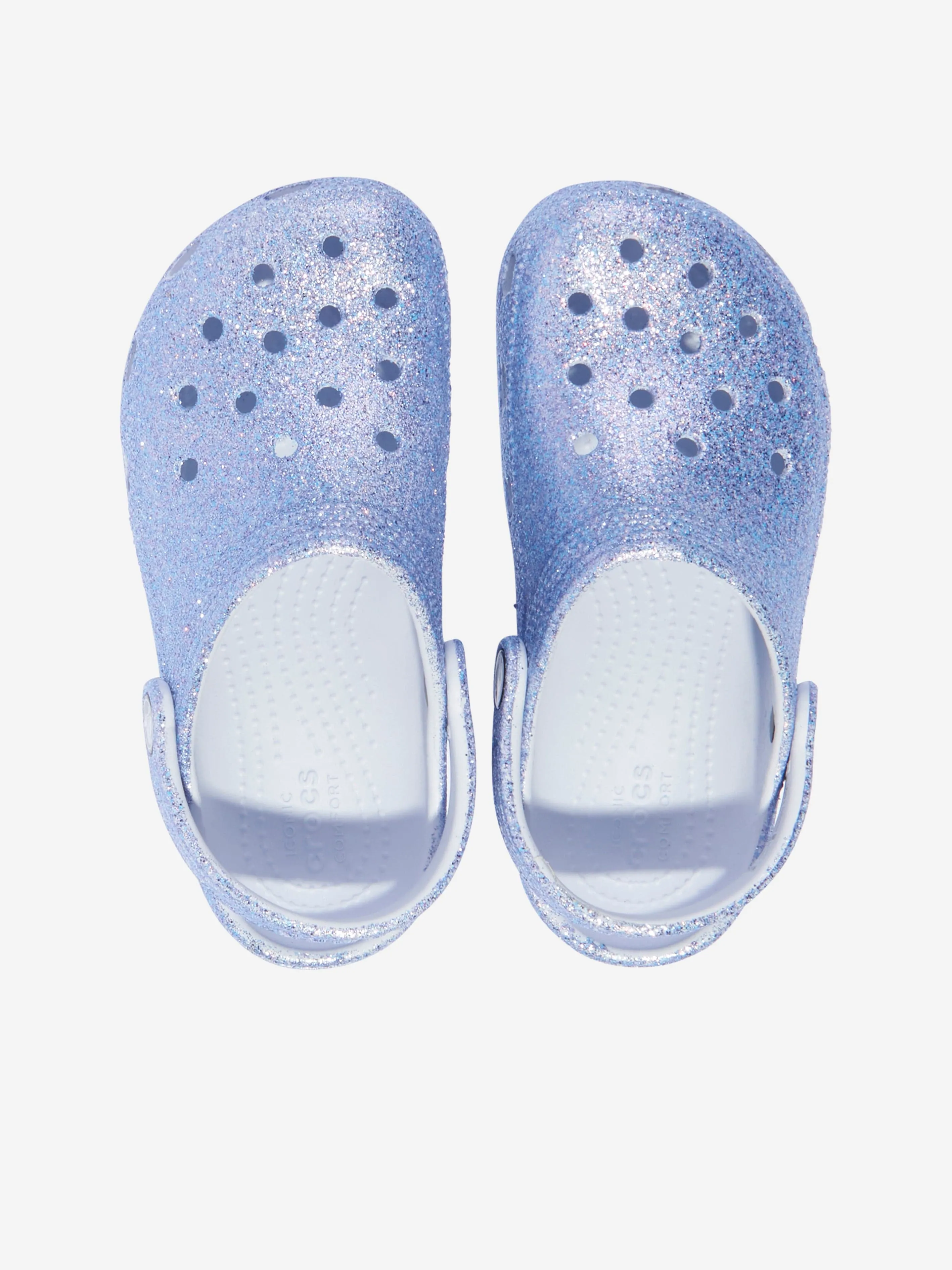 Crocs Girls Classic Glitter Clog in Blue