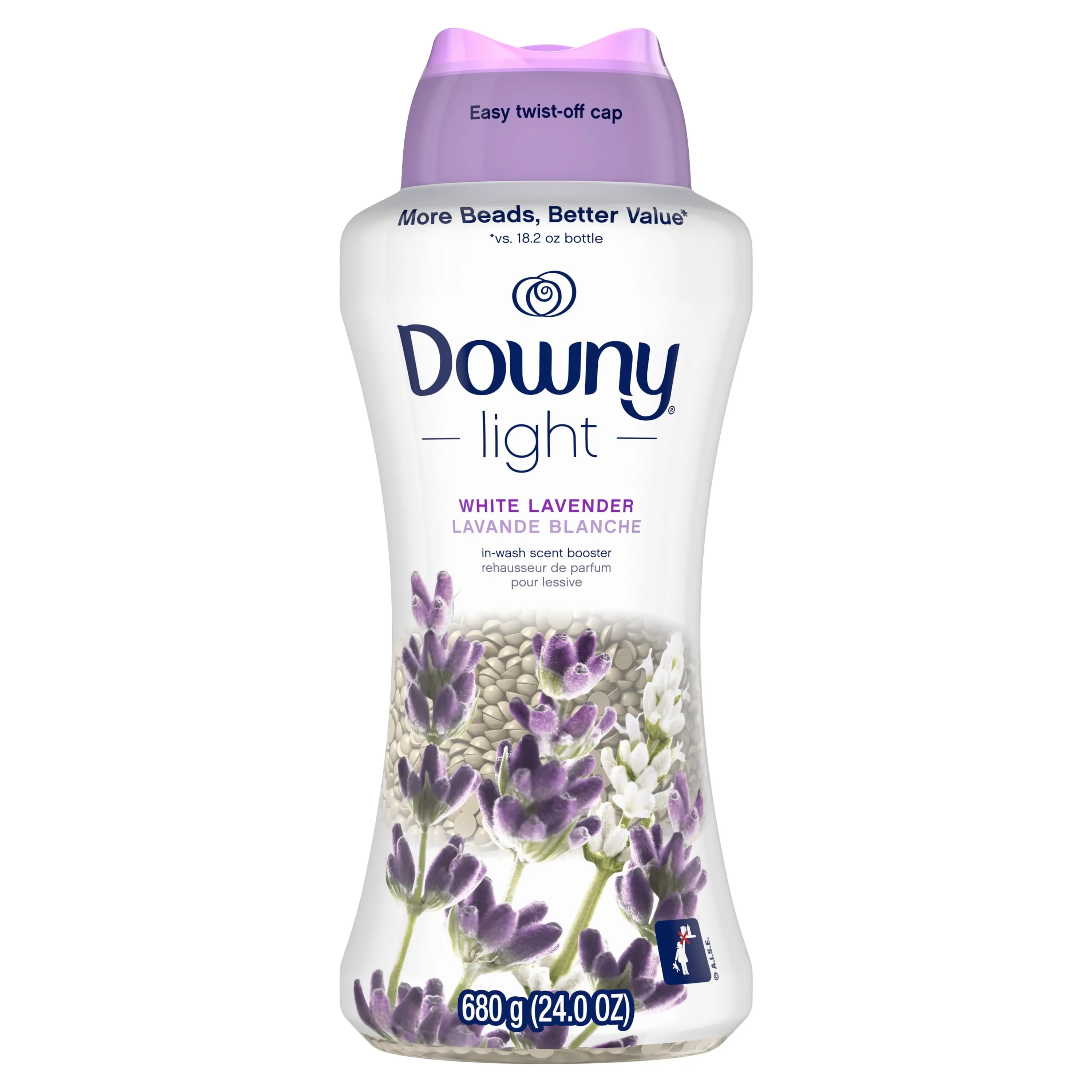 Downy Light Laundry Scent Booster Beads for Washer, White Lavender, 24 oz, with No Heavy Perfumes