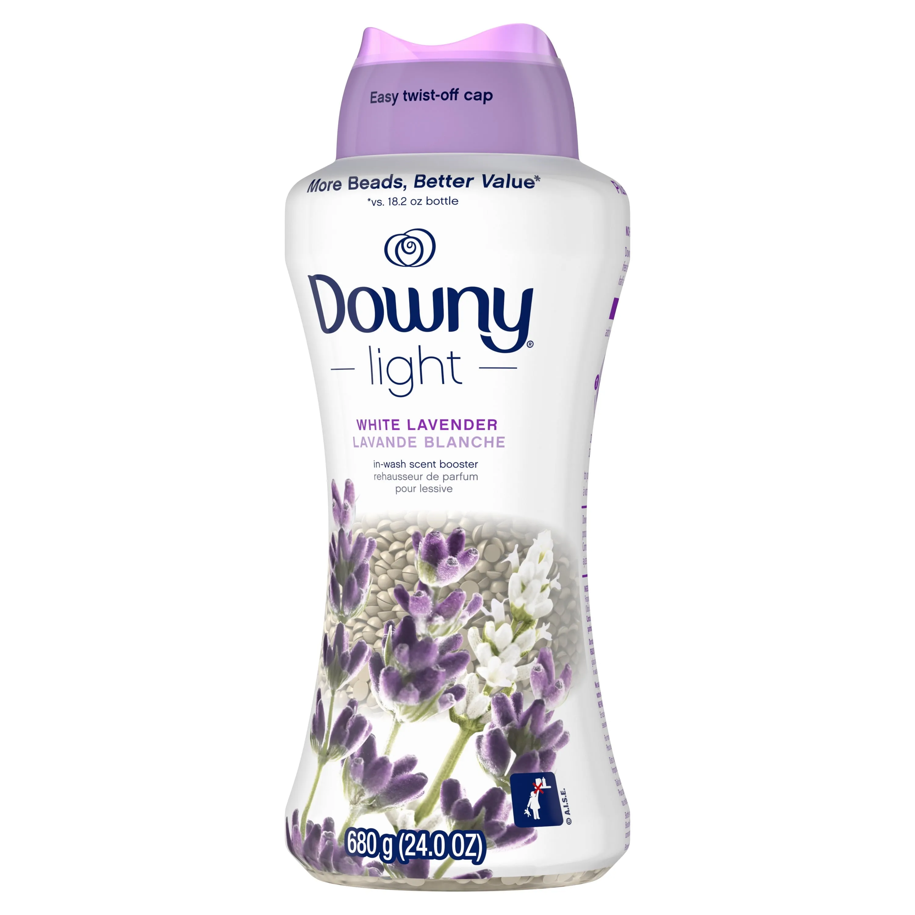 Downy Light Laundry Scent Booster Beads for Washer, White Lavender, 24 oz, with No Heavy Perfumes