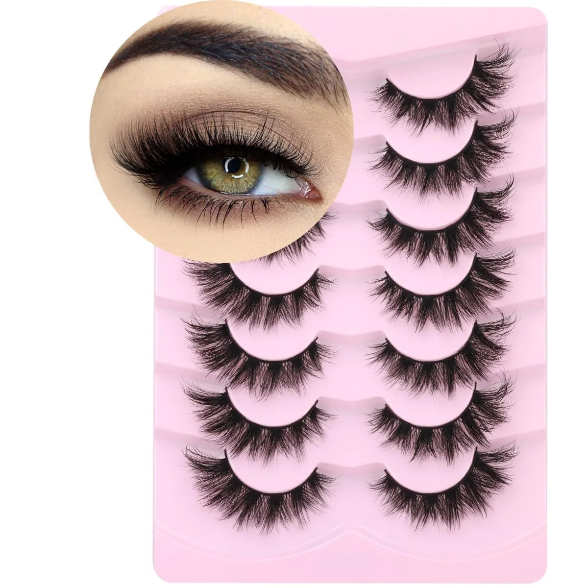 Fluffy Cat Eye Faux Mink Lashes - 6D Volume Wispy Extensions for a Natural Look