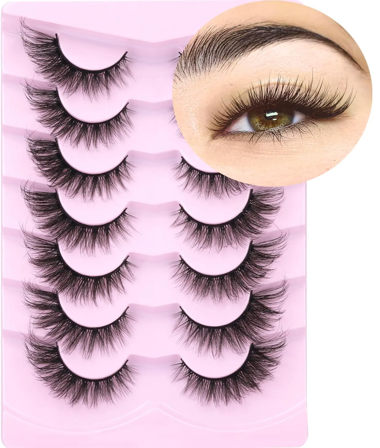 Fluffy Cat Eye Faux Mink Lashes - 6D Volume Wispy Extensions for a Natural Look