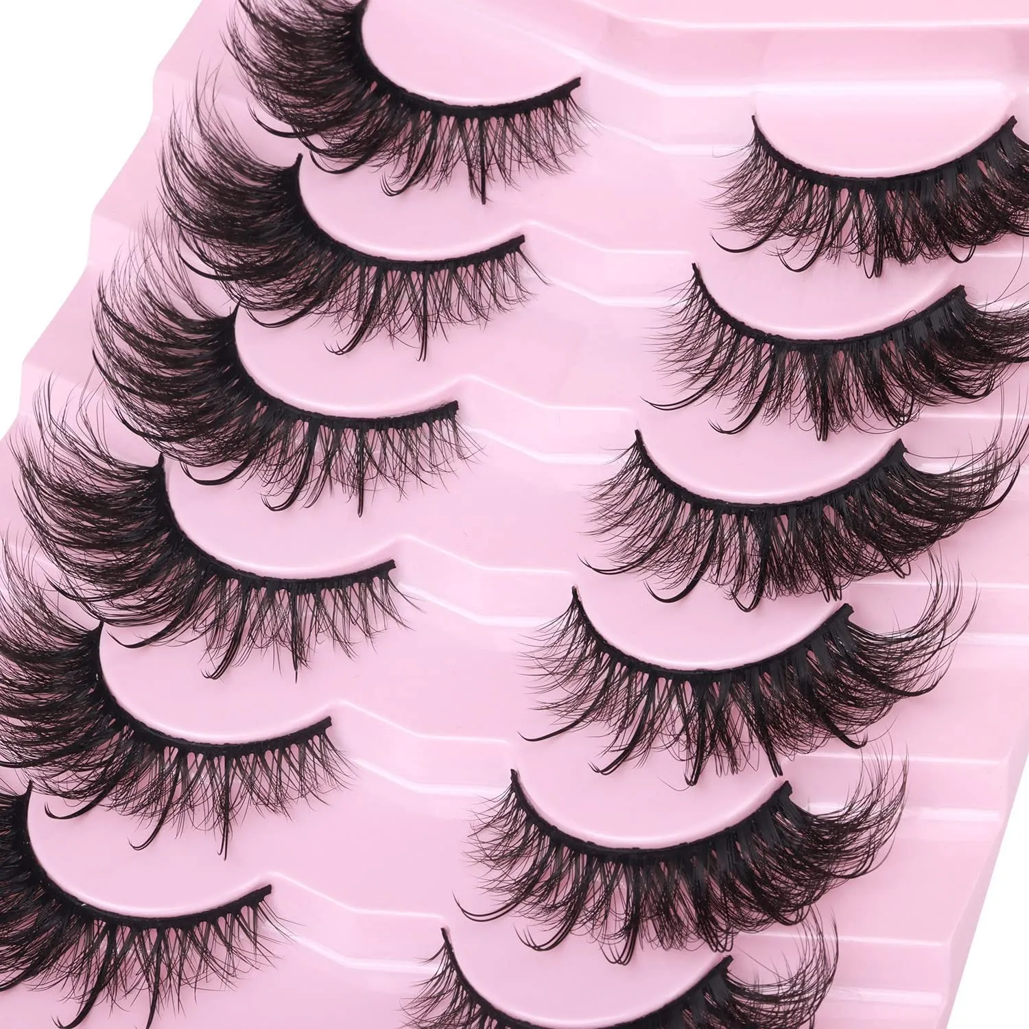 Fluffy Cat Eye Faux Mink Lashes - 6D Volume Wispy Extensions for a Natural Look