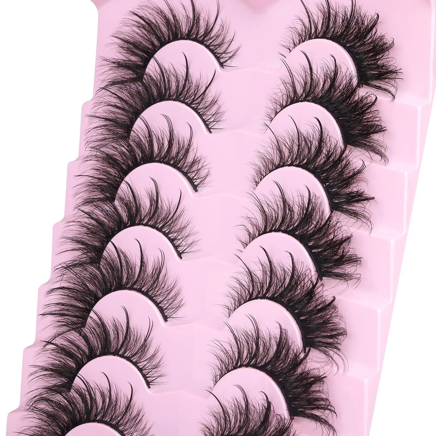 Fluffy Cat Eye Faux Mink Lashes - 6D Volume Wispy Extensions for a Natural Look