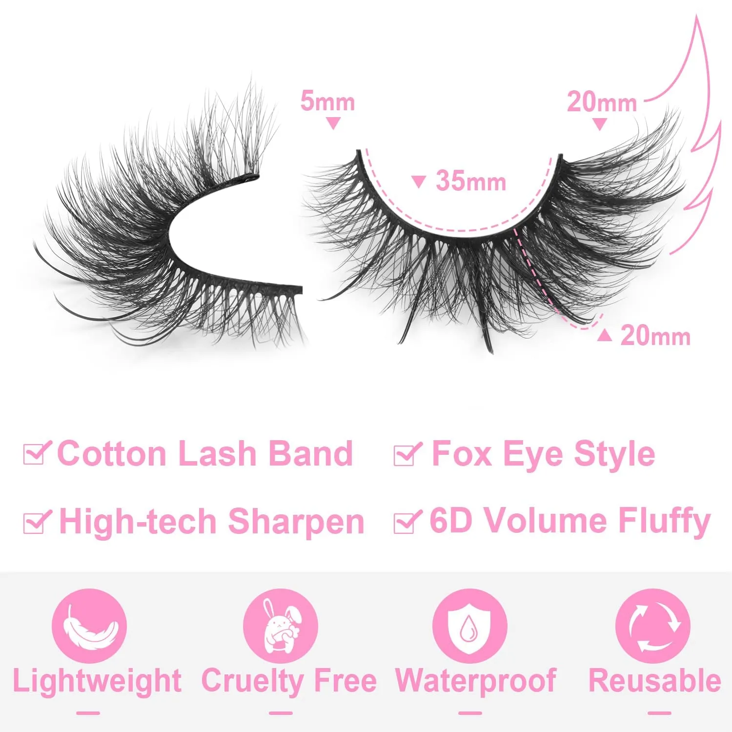 Fluffy Cat Eye Faux Mink Lashes - 6D Volume Wispy Extensions for a Natural Look