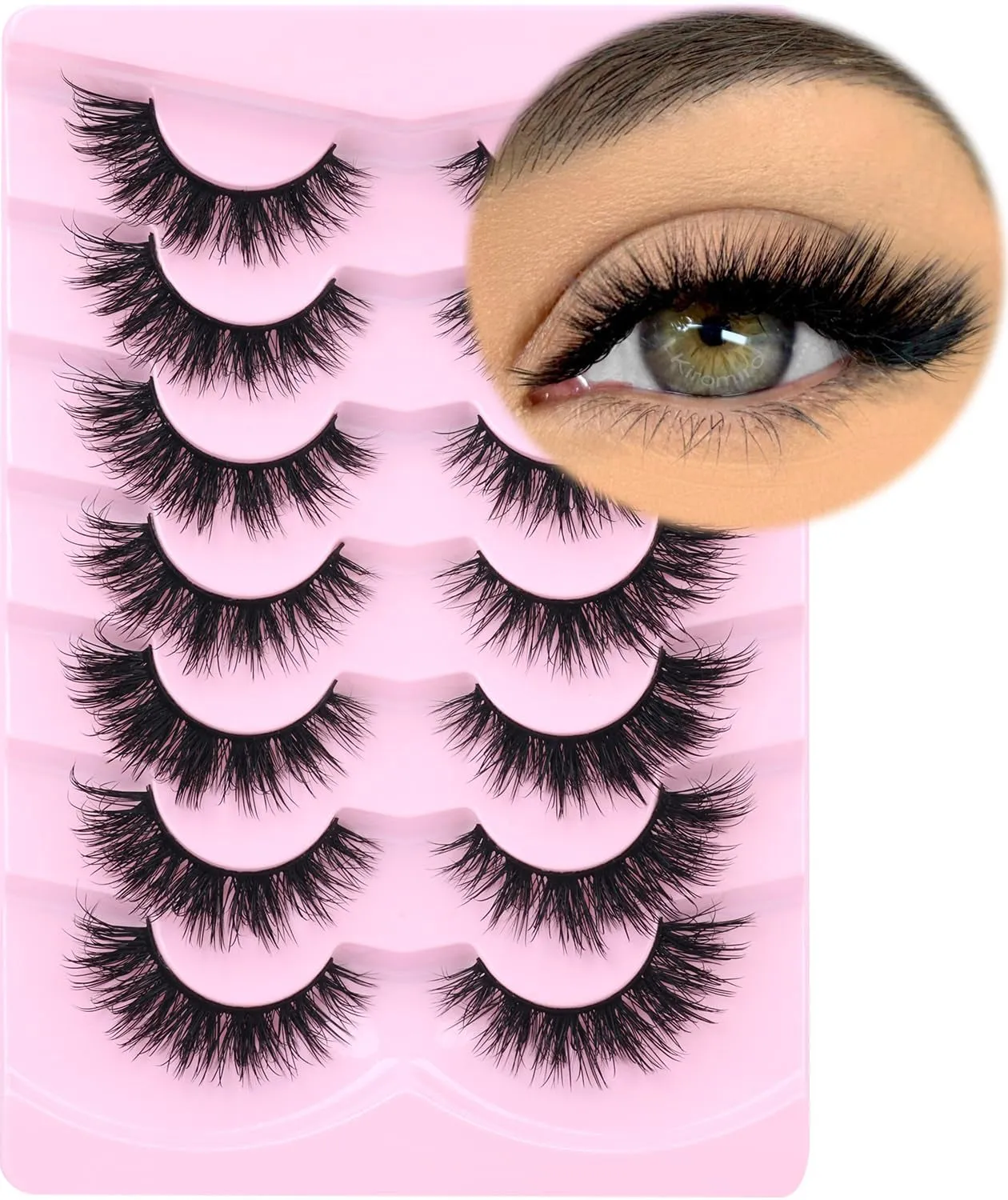 Fluffy Cat Eye Faux Mink Lashes - 6D Volume Wispy Extensions for a Natural Look