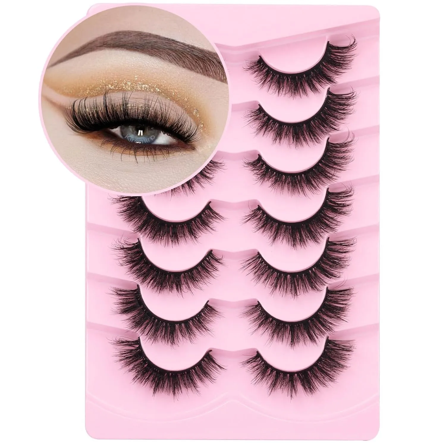 Fluffy Cat Eye Faux Mink Lashes - 6D Volume Wispy Extensions for a Natural Look