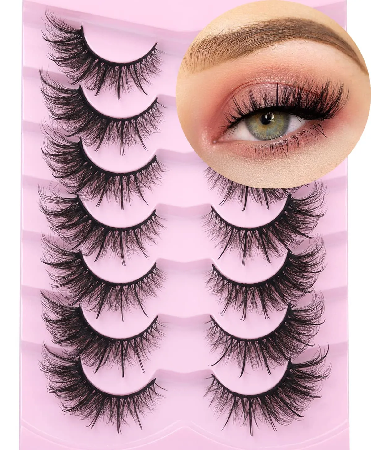 Fluffy Cat Eye Faux Mink Lashes - 6D Volume Wispy Extensions for a Natural Look