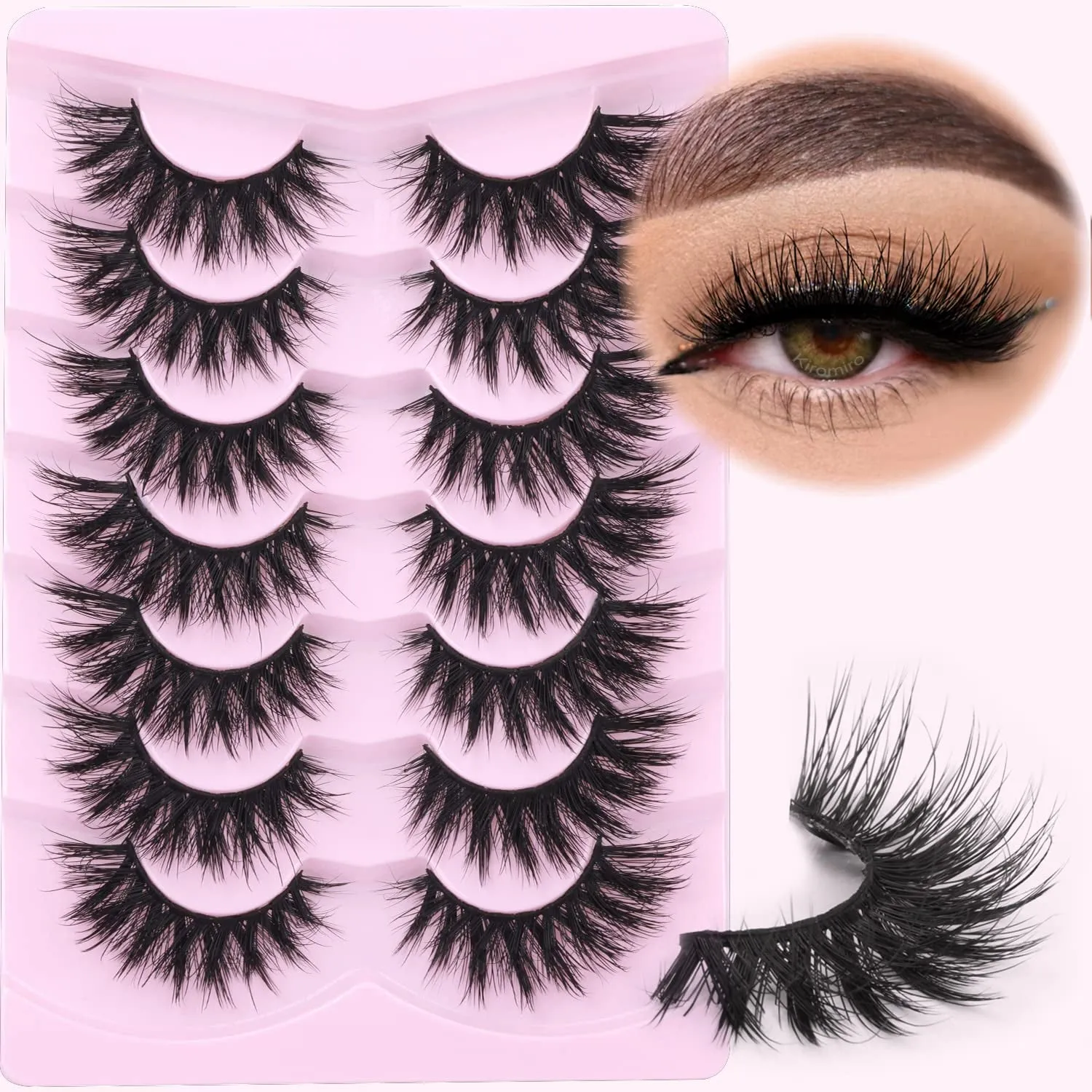 Fluffy Cat Eye Faux Mink Lashes - 6D Volume Wispy Extensions for a Natural Look