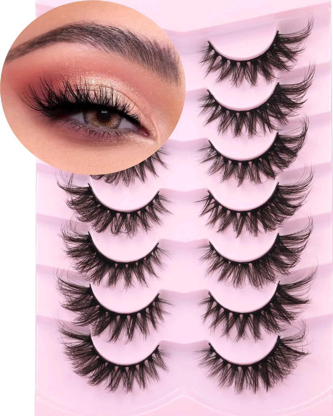 Fluffy Cat Eye Faux Mink Lashes - 6D Volume Wispy Extensions for a Natural Look