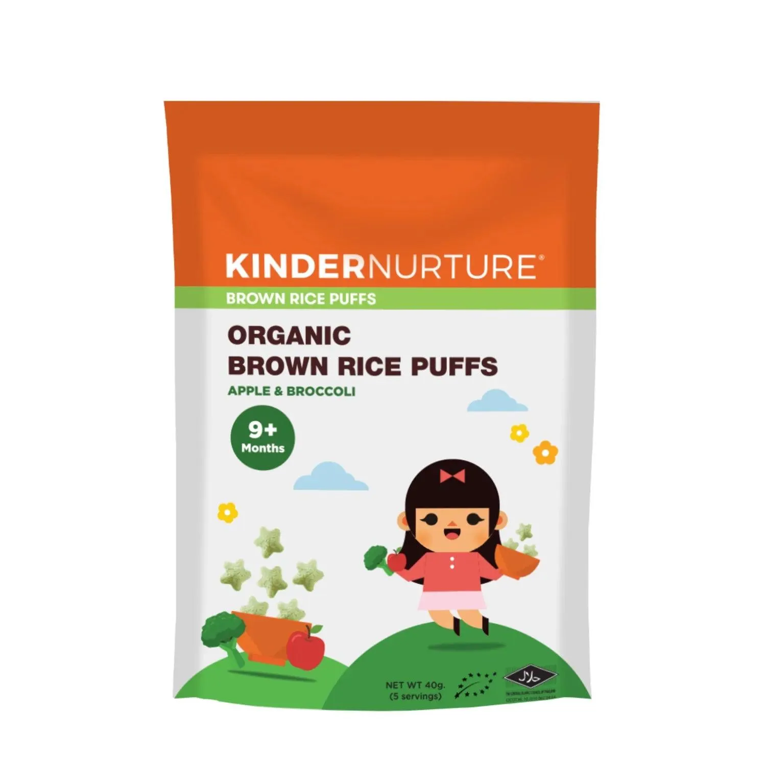 KinderNurture Organic Brown Rice Puffs 40g 9m 