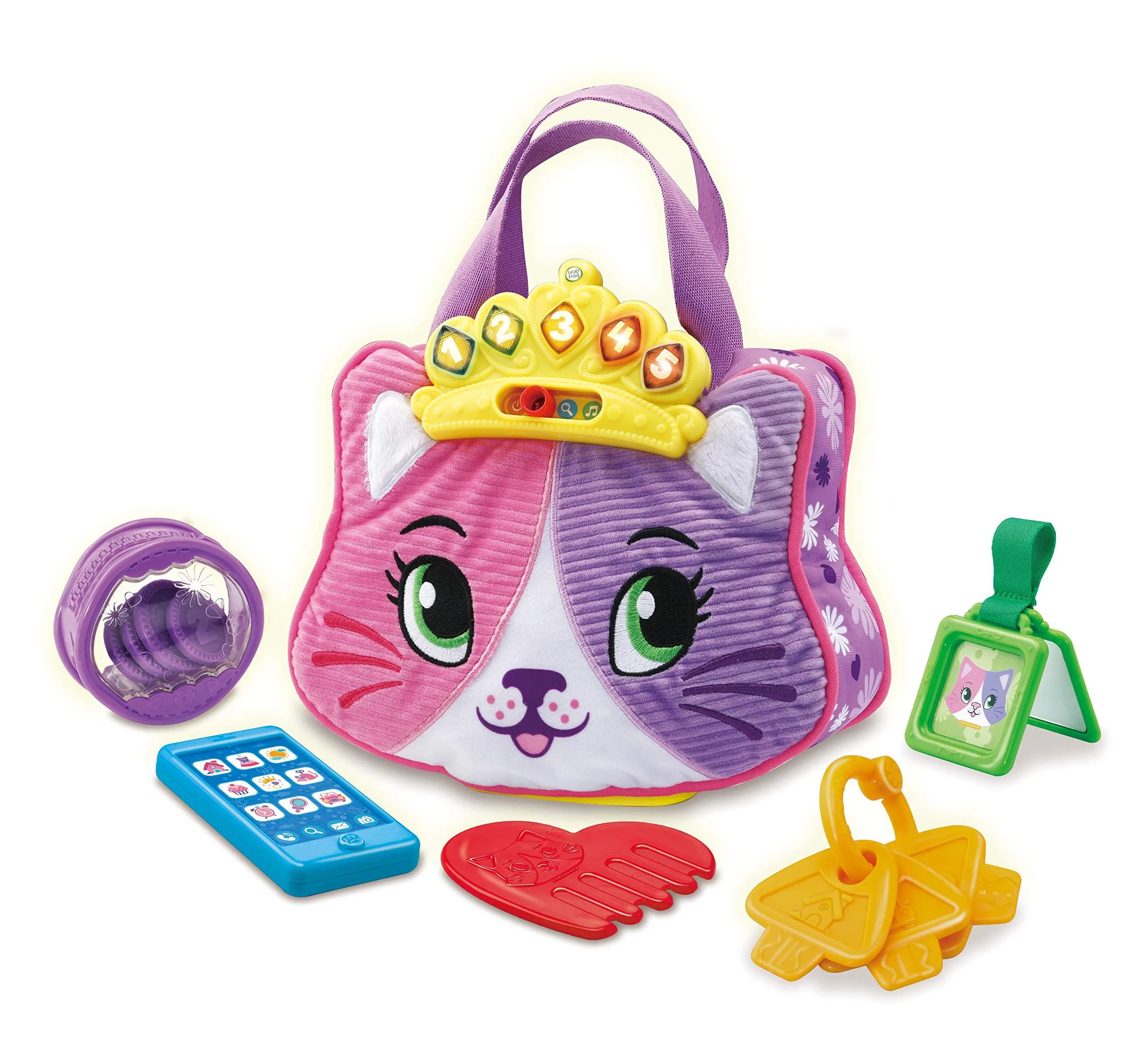 LeapFrog Purrfect Counting Handbag, Baby Interactive Toy for Pretend Play, Musical Toy with Colours and Phrases, Cute Cat Purse with Baby Accessories and Baby Teether, Suitable for 6 Months  