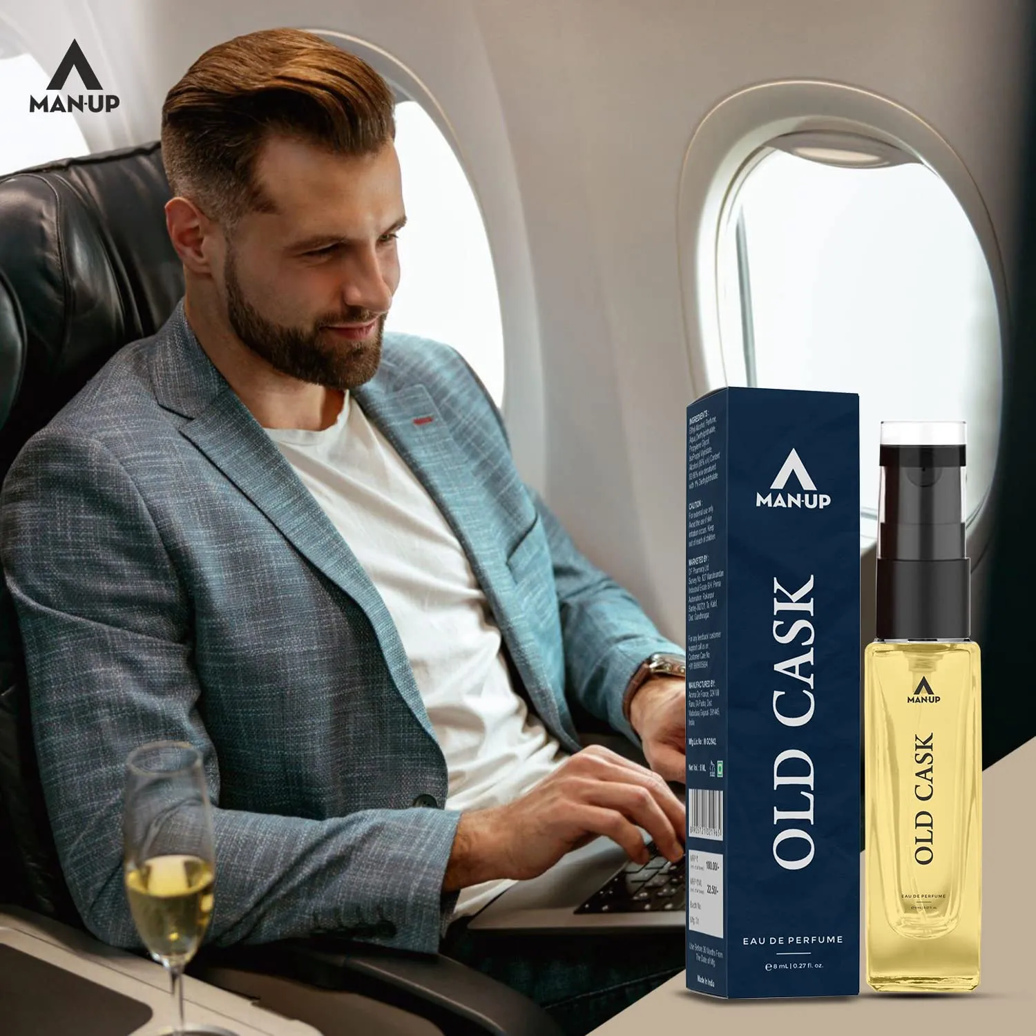 Man-Up Old Cask Perfume For Men | Eau De Perfume | Premium Long Lasting Fresh, Refreshing & Energising Fragrance Perfume | Celebrating Every Special Occasion - 8ml (Pack of 50)