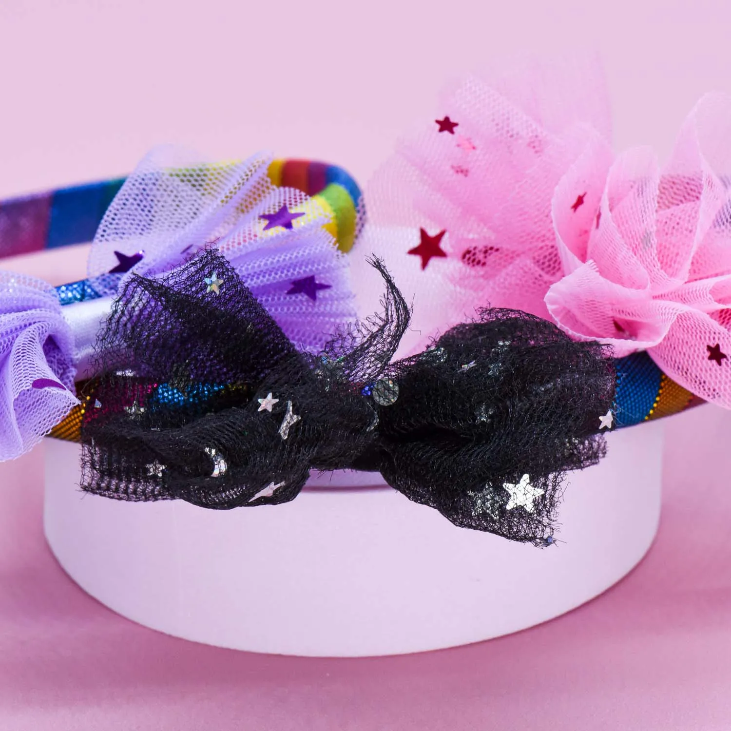 Metallic Tulle Bow Headbands - 3 Pack