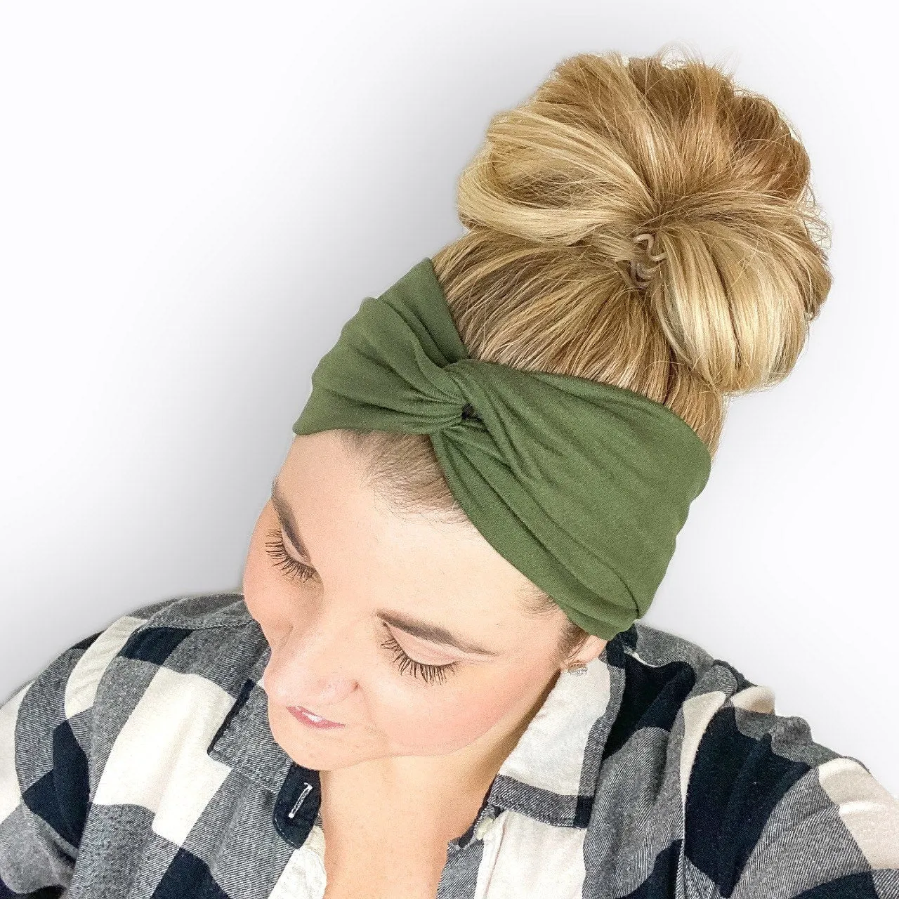 Olive Green Twist Turban Headband