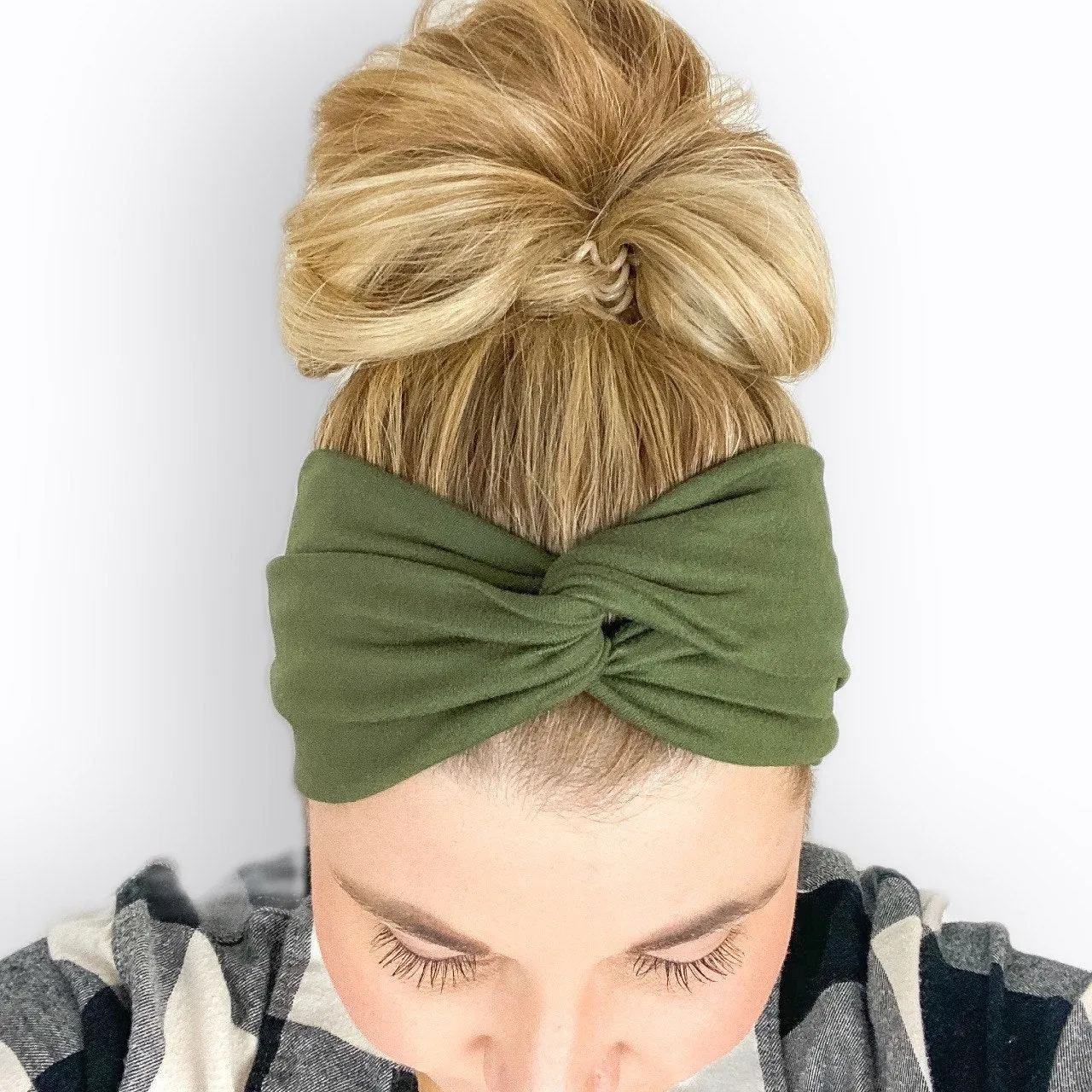 Olive Green Twist Turban Headband