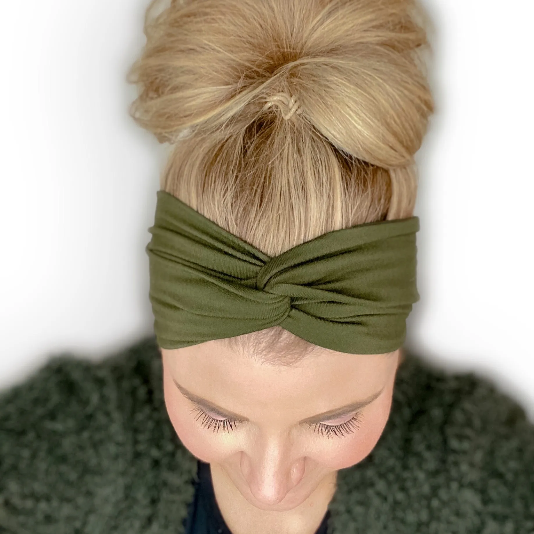 Olive Green Twist Turban Headband