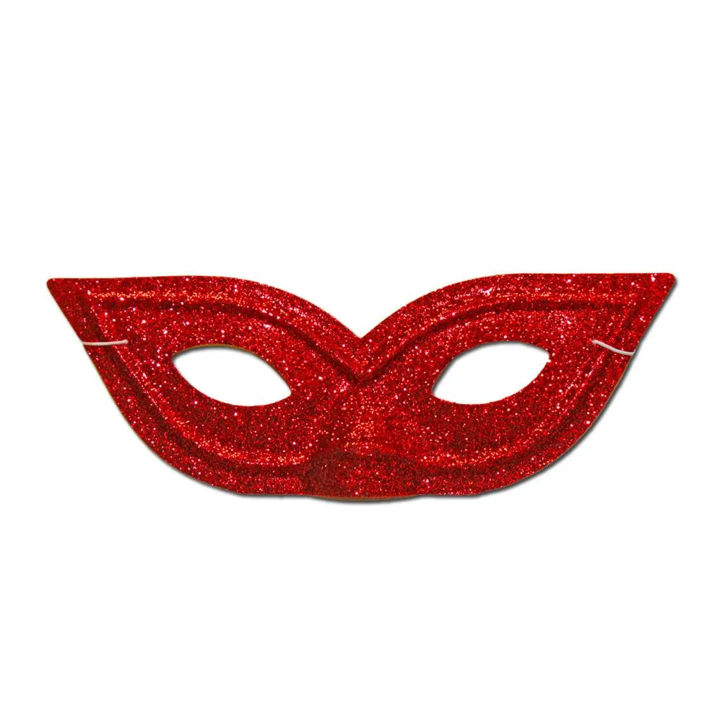 Pointy Red Glitter Masquerade Mask