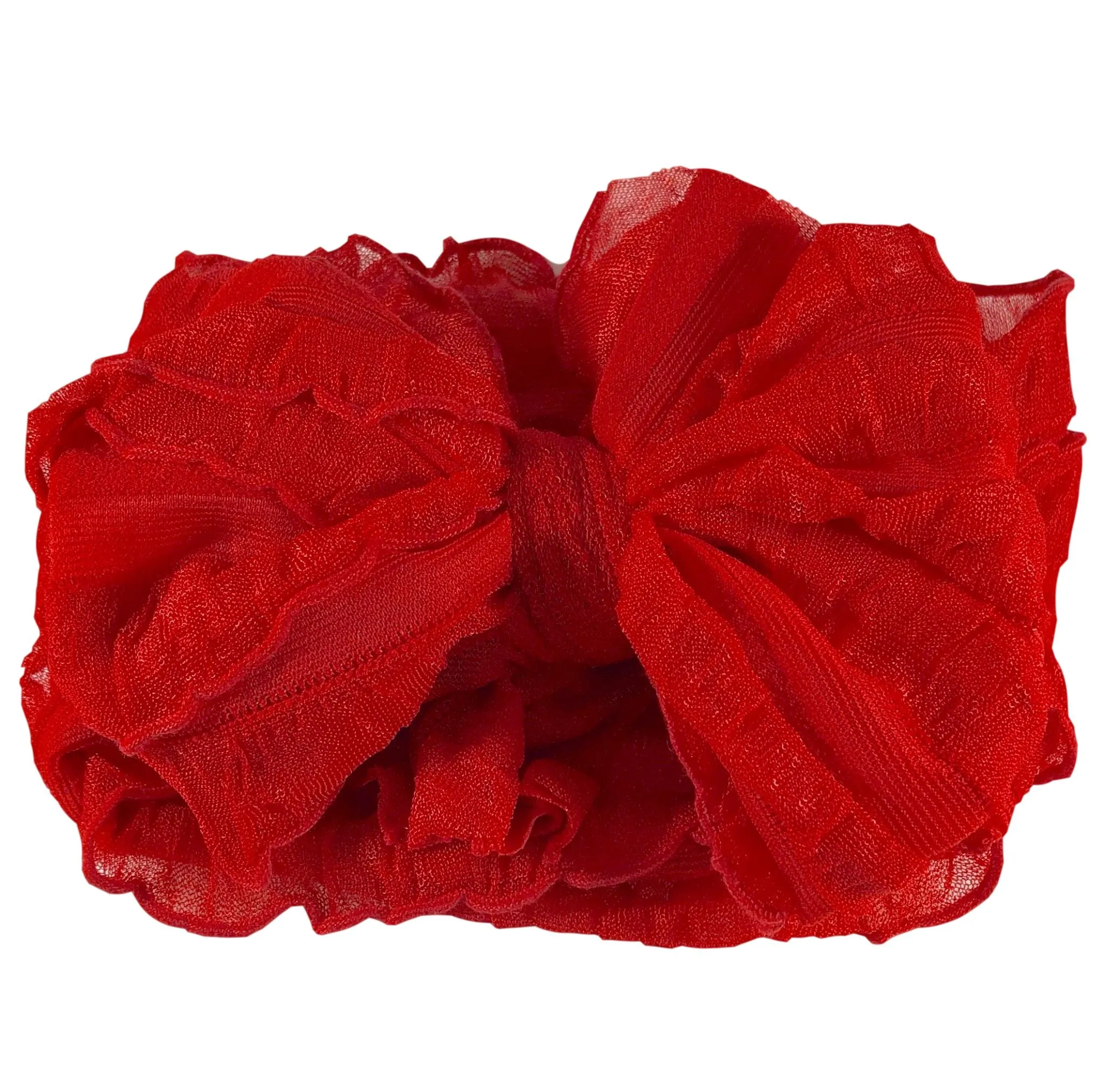 Ruffled Headband-Bright Red