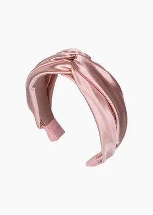 Twist Headband in Silk Satin -- Peony