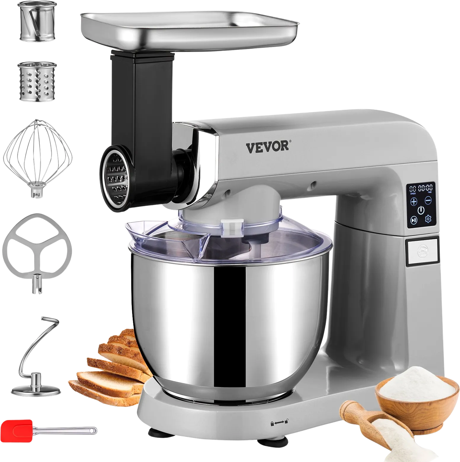 Vevor Stand Mixer 6-in-1 Multifunctional with Tilt-Head 7.4 Quart 6 Speeds Timer Function 450W New