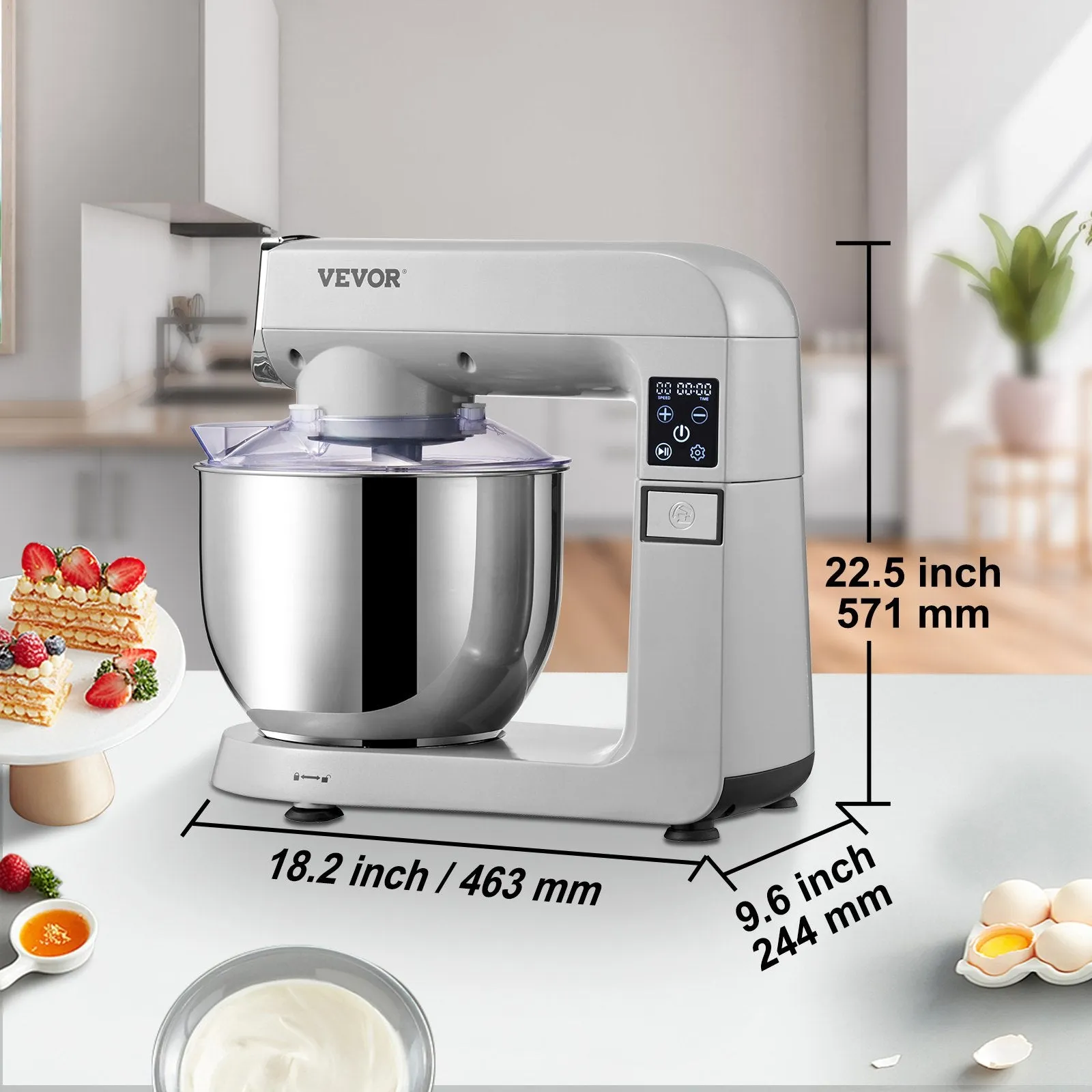 Vevor Stand Mixer 6-in-1 Multifunctional with Tilt-Head 7.4 Quart 6 Speeds Timer Function 450W New