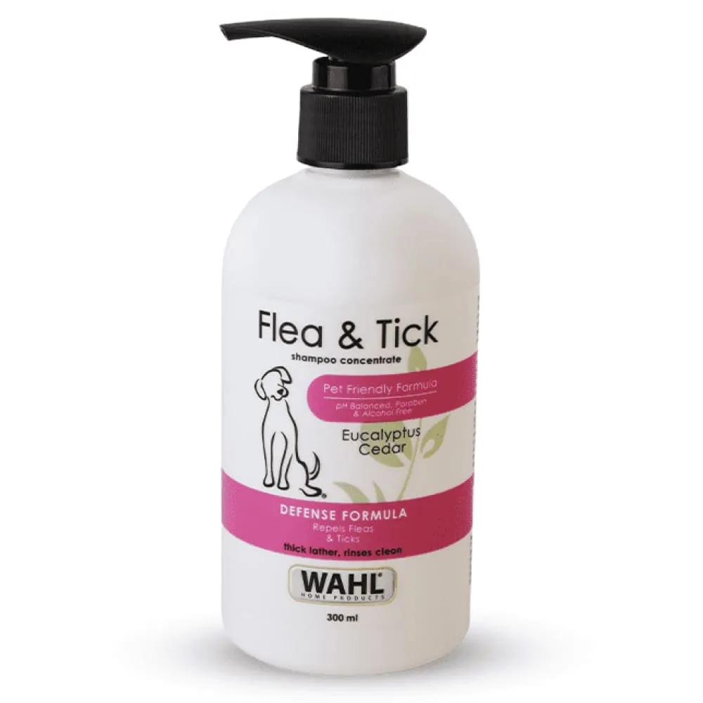 Wahl Flea Comb and Flea & Tick Eucalyptus Cedar Shampoo for Dogs Combo